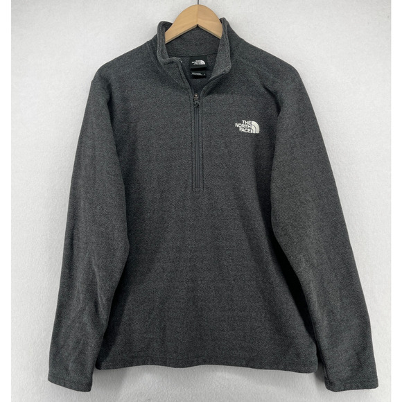 THE NORTH FACE Sweatshirt Mens L Textured Cap Rock 1/4 Zip Pullover Fleece Gray - Picture 1 of 16